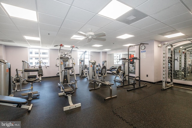 250 President St Unit 308, Baltimore, MD 21202 - exercise room with a ceiling fan and a paneled ceiling