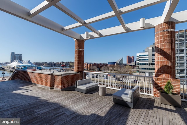 250 President St Unit 308, Baltimore, MD 21202 - wooden terrace with a water view and a city view