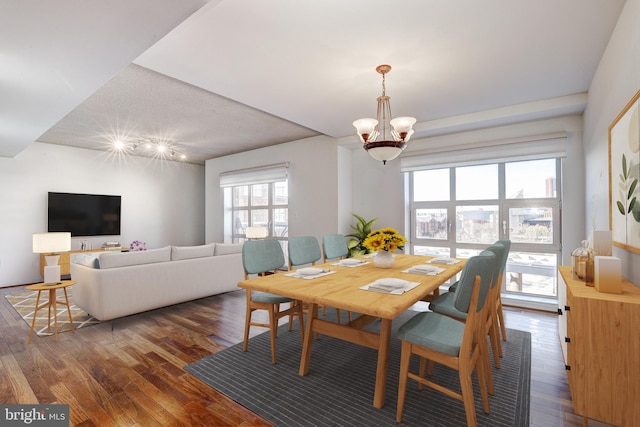 250 President St Unit 308, Baltimore, MD 21202 - dining area with an inviting chandelier and wood finished floors