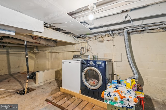 laundry room featuring separate washer and dryer and laundry area