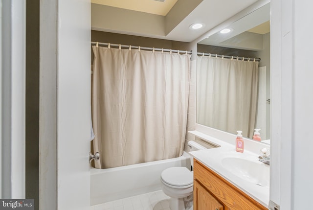 602 Lions Gate Ln, Odenton, MD 21113 - full bath with toilet, shower / tub combo, tile patterned flooring, vanity, and recessed lighting