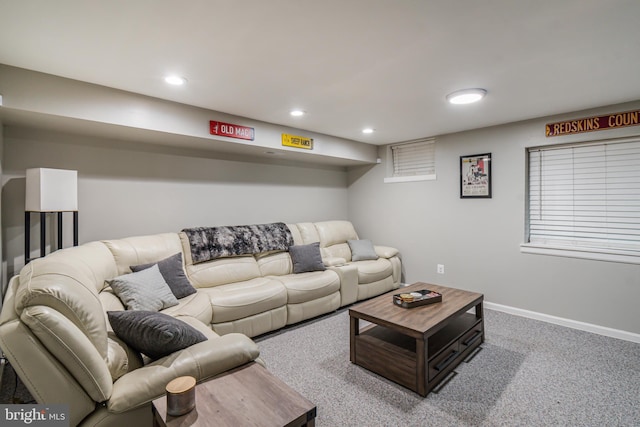 602 Lions Gate Ln, Odenton, MD 21113 - living area featuring carpet flooring, baseboards, and recessed lighting