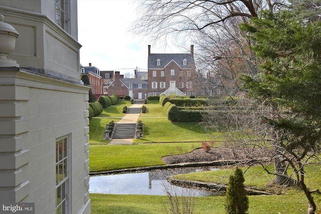 view of home's community with a yard