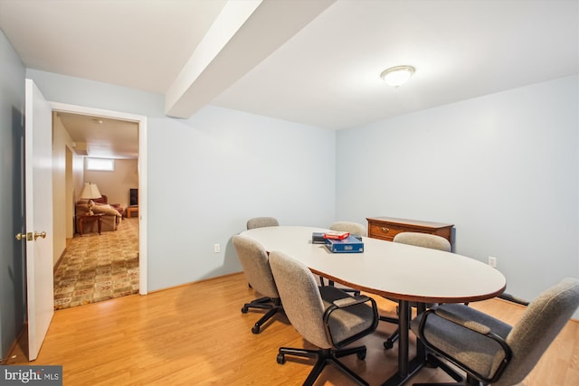 dining room featuring light wood finished floors