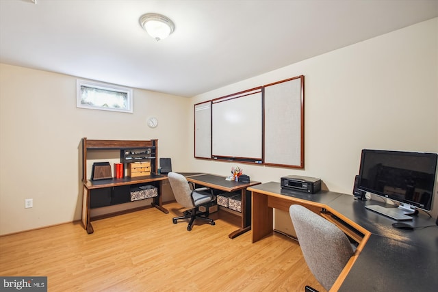 home office featuring light wood-type flooring