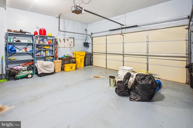 garage with a garage door opener