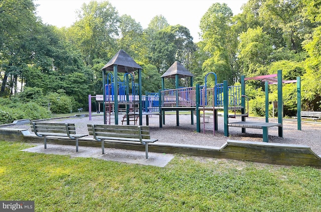 community playground with a lawn