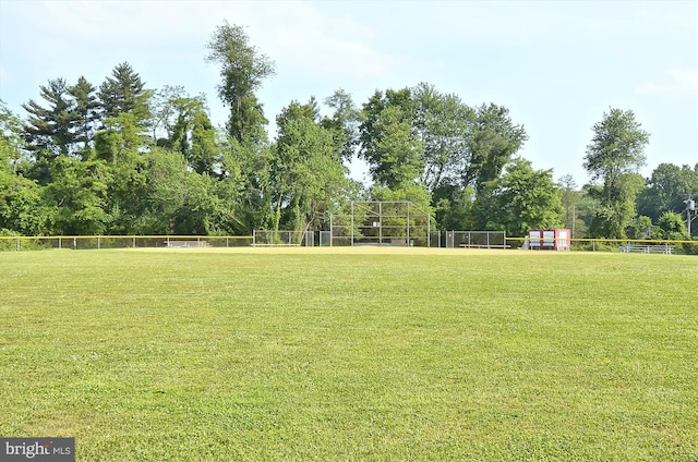 view of community featuring fence