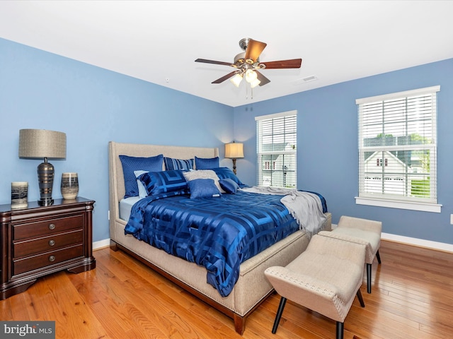 2004 Quandary Dr, Frederick, MD 21702 - bedroom with baseboards, a ceiling fan, wood finished floors, and visible vents