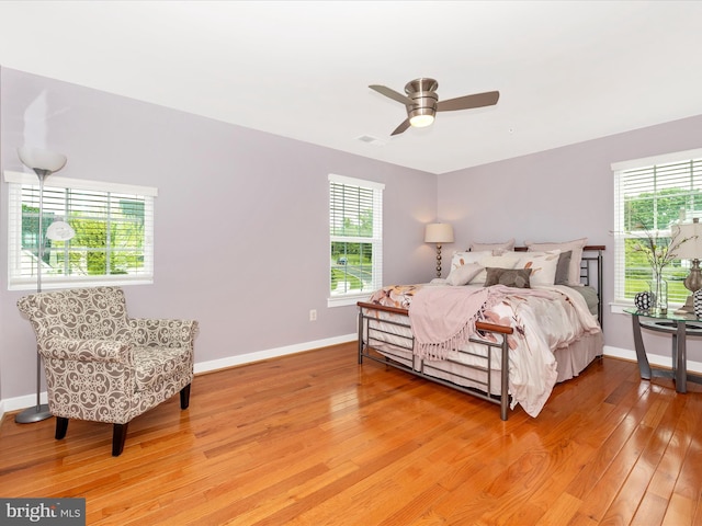 2004 Quandary Dr, Frederick, MD 21702 - bedroom featuring ceiling fan, baseboards, visible vents, and light wood-style flooring