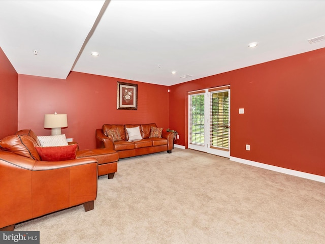 2004 Quandary Dr, Frederick, MD 21702 - living area with baseboards, visible vents, recessed lighting, and light colored carpet