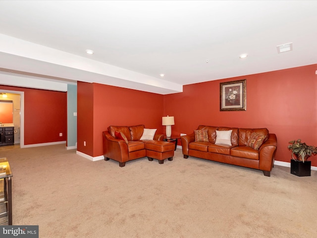 2004 Quandary Dr, Frederick, MD 21702 - living area featuring baseboards, recessed lighting, and carpet