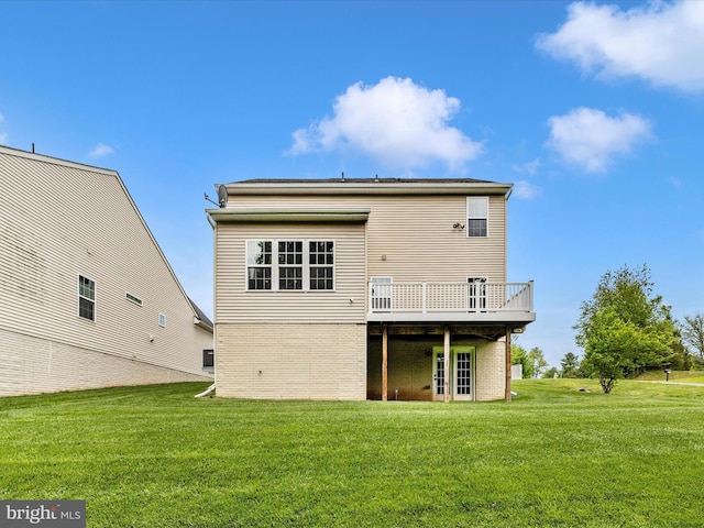 2004 Quandary Dr, Frederick, MD 21702 - back of house with a lawn, a deck, and french doors