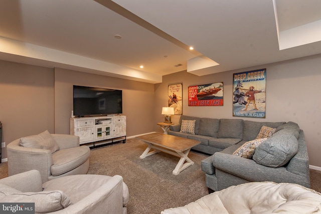 193 Greenbrier Dr, Mc Henry, MD 21541 - living area featuring baseboards, carpet flooring, and recessed lighting