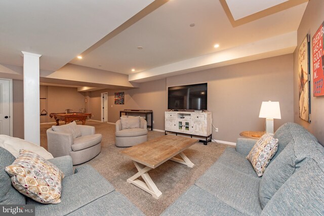 193 Greenbrier Dr, Mc Henry, MD 21541 - living area featuring carpet floors, recessed lighting, baseboards, and billiards