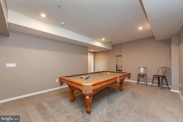 193 Greenbrier Dr, Mc Henry, MD 21541 - game room featuring baseboards, carpet, recessed lighting, and pool table