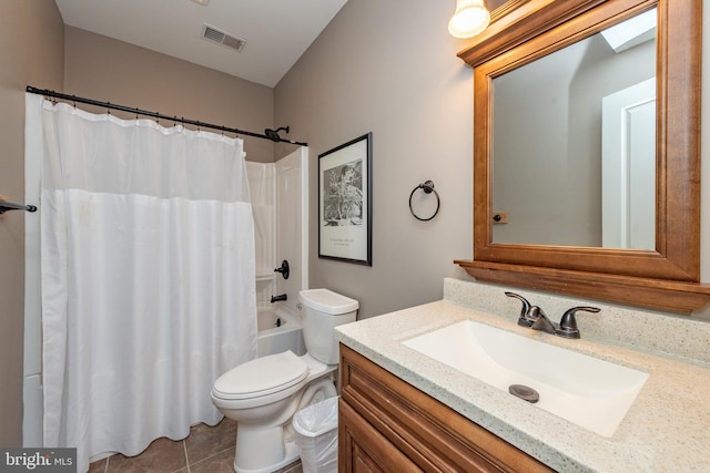 193 Greenbrier Dr, Mc Henry, MD 21541 - bathroom featuring shower / bath combo, vanity, toilet, tile patterned floors, and visible vents
