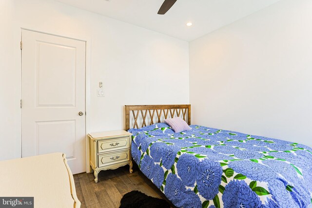 2325 W Thompson St, Philadelphia, PA 19121 - bedroom with recessed lighting, a ceiling fan, and dark wood finished floors