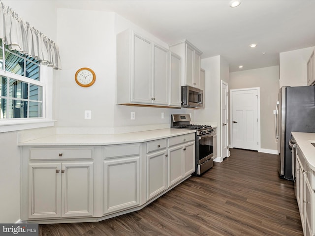 5303 Crape Myrtle Dr, Frederick, MD 21703 - kitchen featuring stainless steel appliances, dark wood-style floors, recessed lighting, baseboards, and light countertops