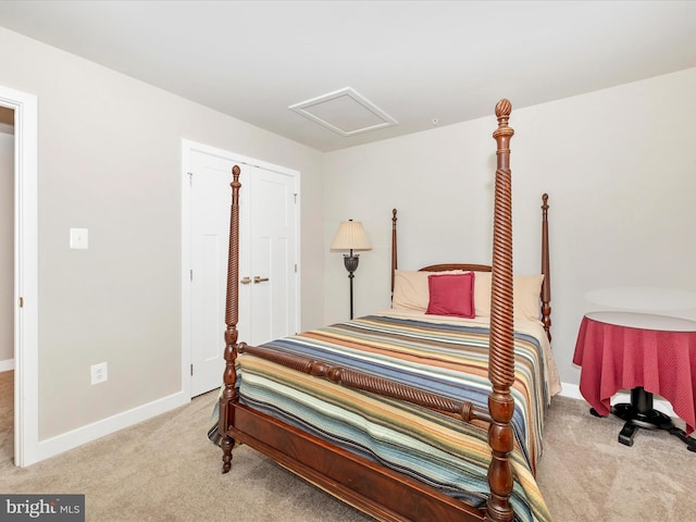 5303 Crape Myrtle Dr, Frederick, MD 21703 - carpeted bedroom with attic access, baseboards, and a closet