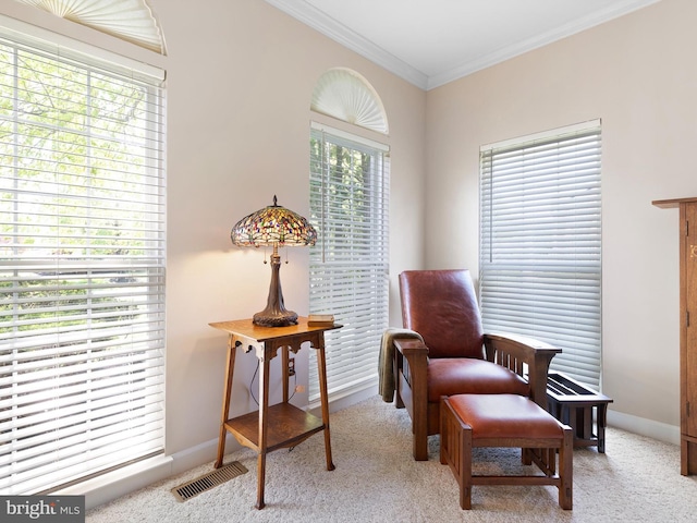 345 Jessica Dr, Middletown, DE 19709 - living area with crown molding, light colored carpet, baseboards, and visible vents