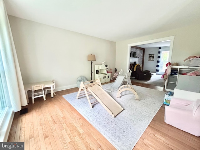 sitting room with wood finished floors