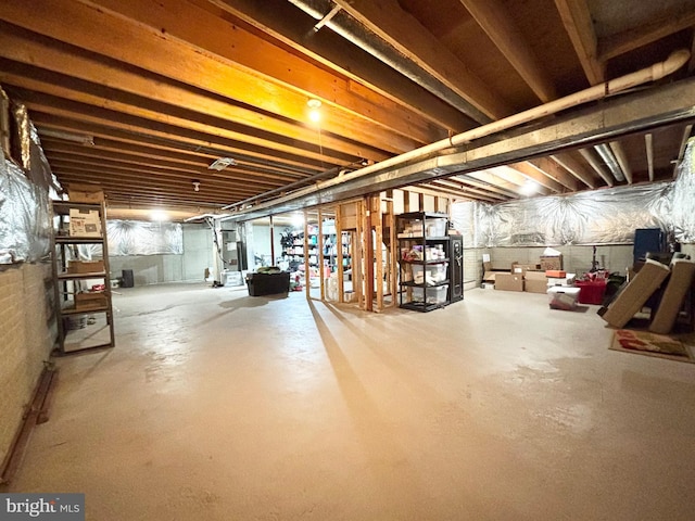 view of unfinished below grade area