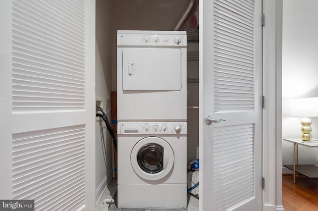1023 N Royal St Unit 104, Alexandria, VA 22314 - laundry area featuring estacked washer and dryer