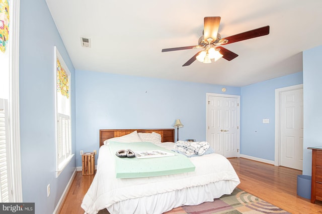 105 Fairfield Dr, Winchester, VA 22602 - bedroom featuring wood finished floors, baseboards, a closet, and a ceiling fan