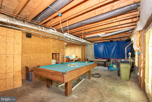 105 Fairfield Dr, Winchester, VA 22602 - rec room featuring unfinished concrete flooring and billiards table