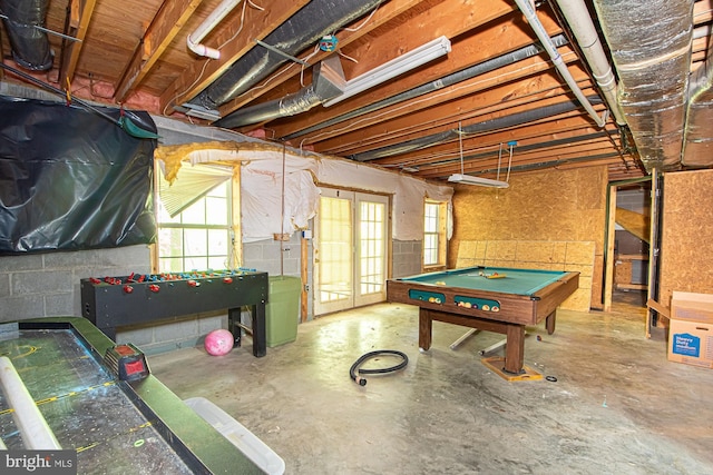 105 Fairfield Dr, Winchester, VA 22602 - game room featuring billiards table, unfinished concrete floors, and healthy amount of natural light