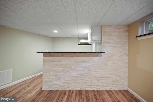 2115 Pennington, Ewing, NJ 08638 - indoor dry bar featuring a drop ceiling, baseboards, wood finished floors, and recessed lighting