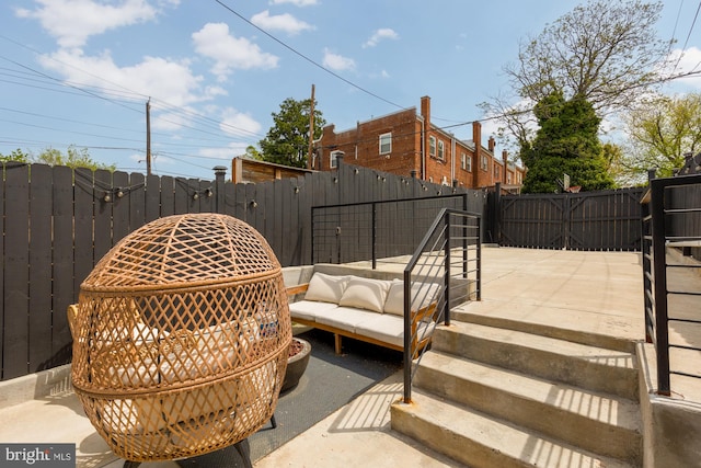 view of patio featuring a fenced backyard