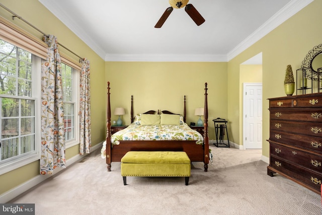 13073 Taverner Loop, Woodbridge, VA 22192 - carpeted bedroom with crown molding, baseboards, and ceiling fan