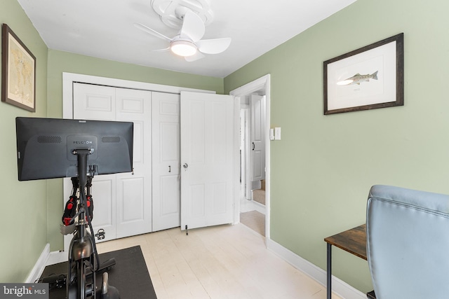 228 Morgan St, Phoenixville, PA 19460 - exercise area with a ceiling fan and baseboards