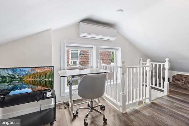 228 Morgan St, Phoenixville, PA 19460 - office featuring a wall mounted AC, wood finished floors, and lofted ceiling