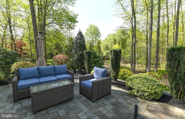 view of patio / terrace featuring an outdoor living space