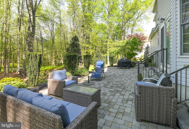 view of patio with an outdoor living space