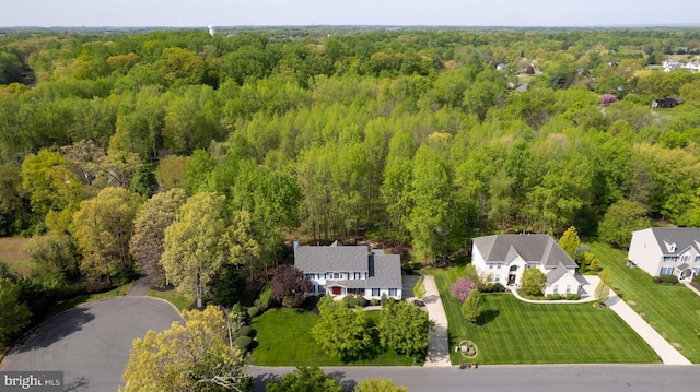 bird's eye view of a heavily wooded area