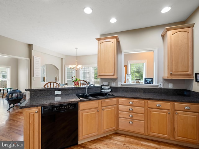 114 New Market Dr, Stephens City, VA 22655 - kitchen featuring black dishwasher, a sink, a chandelier, healthy amount of natural light, and recessed lighting