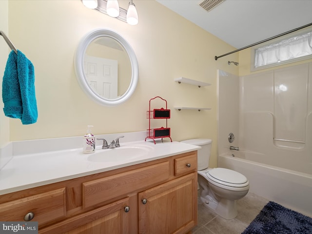 114 New Market Dr, Stephens City, VA 22655 - bathroom featuring tile patterned floors, vanity, toilet, and shower / bath combination