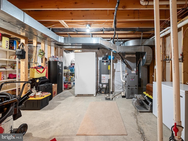 114 New Market Dr, Stephens City, VA 22655 - unfinished basement featuring gas water heater and heating unit