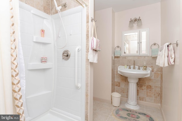 729 Rosecroft Ct, Forest Hill, MD 21050 - full bath featuring a stall shower, tile patterned floors, tile walls, and baseboards