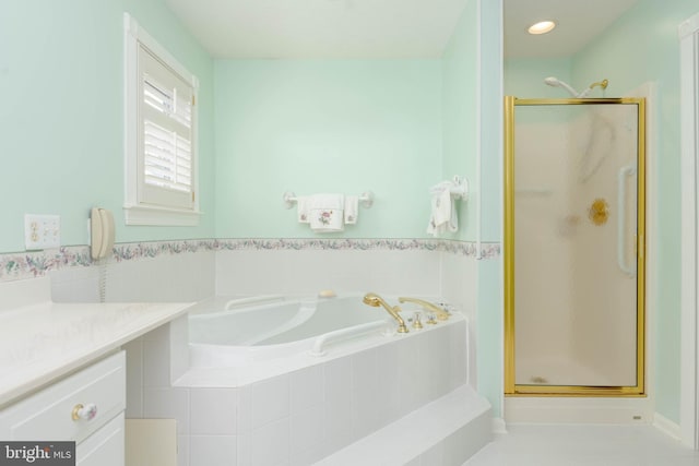 729 Rosecroft Ct, Forest Hill, MD 21050 - full bathroom with a shower stall, a bath, vanity, and tile patterned floors