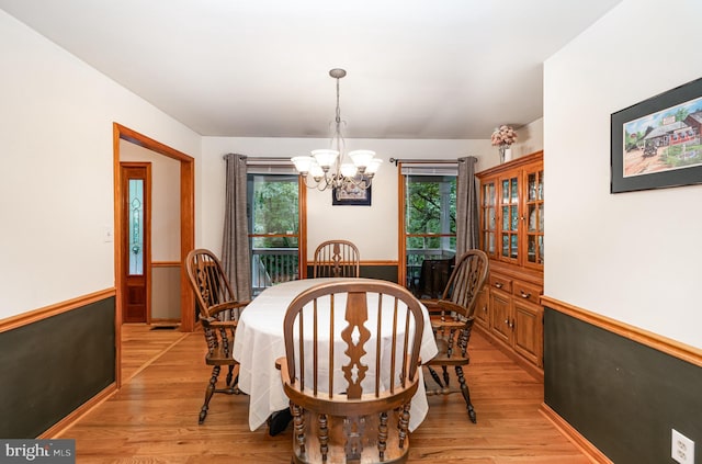 120 Hartwood Meadows Dr, Fredericksburg, VA 22406 - dining room featuring a chandelier and light wood-style flooring