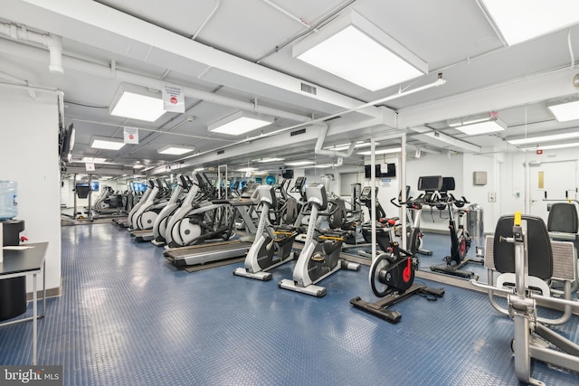 workout area with visible vents