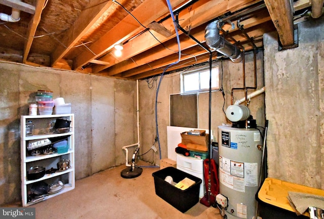 basement featuring water heater