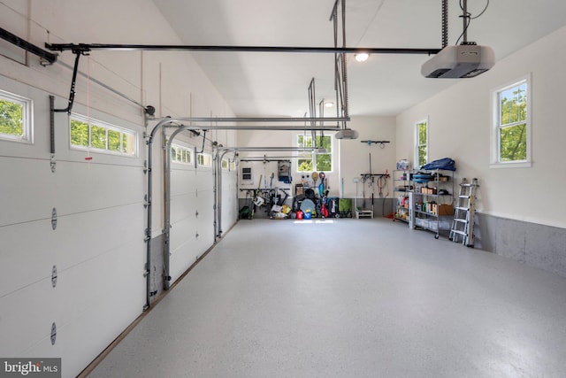 garage with a garage door opener