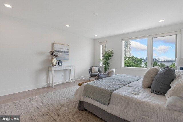 740 S Columbus Blvd Unit 74, Philadelphia, PA 19147 - bedroom with recessed lighting, wood finished floors, and a water view