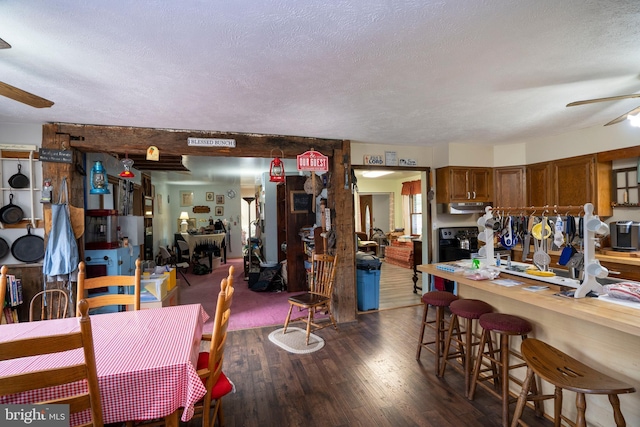 505 Deibler Rd, Pennsylvania Furnace, PA 16865 - dining room featuring dark wood-type flooring, a ceiling fan, and a textured ceiling